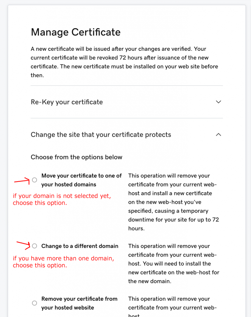 GoDaddy selecting SSL